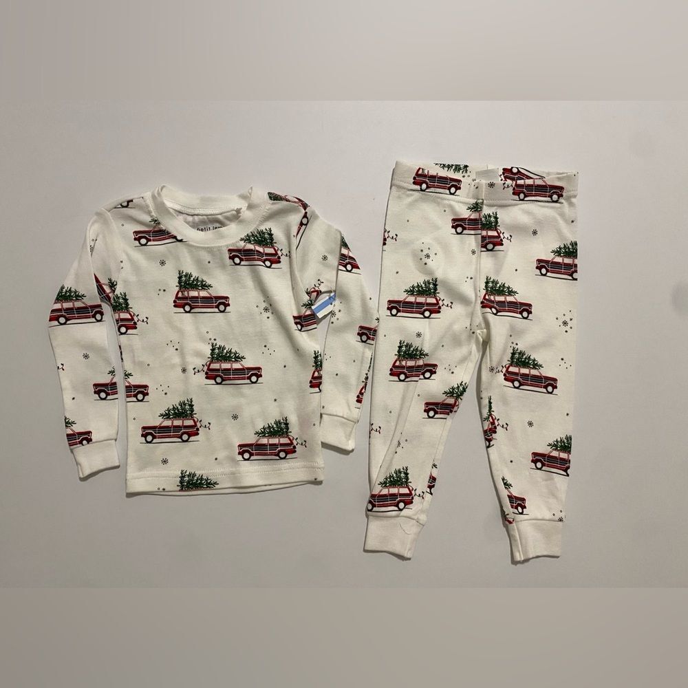 Petit Lem Holiday Pajama Set - Red Car Print 12M NWOT